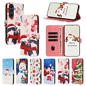 abordables Carcasas iPhone-teléfono Funda Para iPhone 17 Pro Max 17 Air 16 15 14 Pro Max Plus 16e 13 Mini Funda Trasera con correa de muñeca Caballete Ranura para tarjetas Navidad TPU Cuero de PU