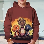 billiga Pojkens 3D-djur-Pojkar 3D Dinosaurie Huvtröja Långärmad Vår Höst Mode Streetwear Barn 4-12 år Huva Utomhus Ledigt Dagligen Normal