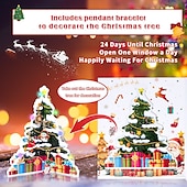 cheap Advent Calendar-Christmas Advent Calendar Bracelets 2025 for Girls, 24 Days DIY Jewelry Making Kit with 22 Charm Beads and 2 Adjustable Bracelets, Xmas Countdown Gift for Kids Teens Women