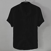 cheap Business Casual-Men&#039;s Shirt Linen Shirt Casual Shirt Cotton Shirt Plain Vacation Street Black White Pink Blue Short Sleeve Turndown Summer Clothing Apparel Button-Down