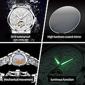 levne Mechanické hodinky-OLEVS Muži mechanické hodinky kreativita Sportovní Módní Hodinky na běžné nošení Automatické natahování Svítící Věčný kalendář Kalendář Ocel Hodinky
