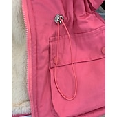 voordelige Meisjes dons- en pufferjack-Kinderen Voor meisjes Dons Effen Kleur Modieus Bontzoom School jas bovenkleding 4-12 jaar Winter Blozend Roze Khaki