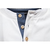 abordables T-shirts et débardeurs élites pour hommes-Homme Chemise en coton manche longue Couleur Pleine Frais Quotidien Occasionnel Boutons Henley École Entraînement Extérieur Toutes saisons Gris foncé Blanche Bleu T-shirt Henley