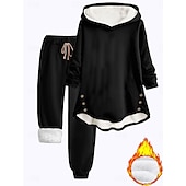 abordables Ensembles deux pièces-Femmes Chaud Quotidien Ensembles deux pièces Survêtement Ensembles de Pantalons manche longue À capuche Graphique Uni Cordon de serrage Imprimé Occasionnel Quotidien Noir Gris foncé Bleu Automne