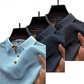 Χαμηλού Κόστους Κλασικό Πόλο Ανδρών-Πολλαπλές συσκευασίες 3 τεμ Ανδρικά Πέτο Κοντομάνικο Λευκό / Μαύρο / Μπλε Button Up Polos Πουκάμισο γκολφ Μπλουζάκια Golf Polos Ζακάρ Σκέτο Διακοπές Καθημερινά Ρούχα Πολυεστέρας Καλοκαίρι