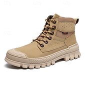 abordables Bottes de travail-Bottines de randonnée kaki pour homme avec semelle extérieure en caoutchouc épais – chaussures d&#039;extérieur respirantes et durables pour l&#039;alpinisme, le travail et les voyages d&#039;aventure