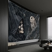 זול שטיחי קיר-גוֹבּלֶן באנרים שטיחי קיר שלד גותי פאנק אפל מסיבה חֲדַר שֵׁנָה רקעים לצילום עיצוב הבית