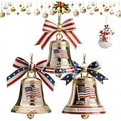 billiga Prydnader-Julgransprydnad i metall emalj för USA:s 250-årsjubileum, handgjord, hängande minnesdekor, frihetsklocka, julgransprydnad för samlare, patriotisk julgran, staket, uteplats