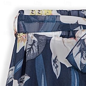 ieftine Fuste de șifon-Pentru femei Fustă Leagăn Modă Casual Maxi Talie Medie Fuste Floral Imprimeu Micro-elastic Vacanță Stradă Negru Roz Îmbujorat Albastru Primăvară Șifon Poliester