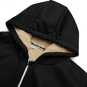 abordables Sudadera con capucha de vellón-Hombre Sudadera Sudadera con capucha y cremallera completa Sudadera con capucha de lana Sudadera con capucha forrada de polar Rojo tinto Negro Blanco Verde Ejército Azul Marino Con Capucha Plano