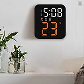 baratos eletrodomésticos-Relógio de parede digital LED com display de temperatura e tempo, despertador de mesa com brilho ajustável, decoração para casa e mesa, relógio eletrônico
