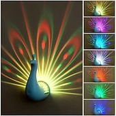 economico Proiettore luci-1 pz luce di proiezione pavone telecomando luce notturna da parete camera da letto testata del letto luce d&#039;atmosfera colorata luce notturna creativa di ricarica USB