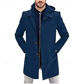 preiswerte Herren-Blazer &amp; -Anzüge-Herren Parka Trenchcoat Urlaub Täglich Herbst Winter Polyester Winddicht Oberbekleidung Bekleidung Mode Klassisch Einfach Tasche Mit Kapuze Reisverschluss