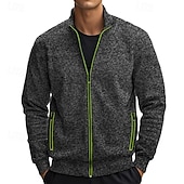 abordables Sudadera con capucha de vellón-Hombre Sudadera Sudadera de polar Sudadera con cremallera completa Verde Ejército Burdeos Gris Claro Gris Oscuro Cuello Mao Plano Cremallera Deporte Casual Diario Ropa de calle Fresco Ropa deportiva