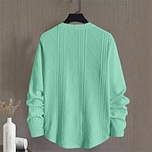 billiga Basic sweatshirts-Herr Tröja Vit Rund hals Slät Jacquard Dagligen Sport &amp; Utomhus Helgdag Polyester Streetwear Grundläggande Ledigt Vår Höst Kläder Pull Tröjor Långärmad