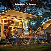 abordables Lampes et lanternes de camping-Guirlande lumineuse de camping, guirlande lumineuse d&#039;extérieur 4 en 1 avec 8 modes d&#039;éclairage, guirlande lumineuse de camping rétractable portable pour randonnée en plein air, jardin, fête,