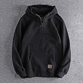 baratos hoodies básicos dos homens-Homens Moletom Moletom com zíper Moletom com capuz Quarter Zipper Hoodie Vermelho Vinho Preto Verde Tropa Cinzento Com Capuz Tecido Zip Up Desportos e Ar livre Casual Diário Roupa de rua Legal Roupa