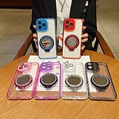 お買い得  iPhone用ケース-電話 ケース 用途 16 15 14 Pro Max Plus 16e 13 Pro Max バックカバー ミラー キックスタンド 耐衝撃 レトロ風 TPU PC