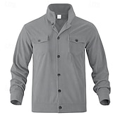 preiswerte Lässige Jacken-Herren Leichte Jacke Cordjacke Freizeitjacke Urlaub Täglich Atmungsaktiv Tasche Frühling Herbst Einfach Mode Klassisch Revers Regulär Schwarz Braun Hellgrau Armeegrün Aprikose Jacken