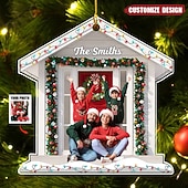 billige jul-Personlig familiebilde julepynt akryl 2D tilpasset julegaveide for familie/par juletrepynt dekorasjon hengende anheng