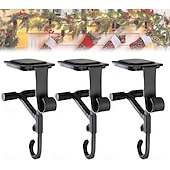 cheap Stockings &amp; Holders-Adjustable Christmas Garland and Stocking Hanger 2 In 1 Fireplace Hanger, Metal Christmas Stocking Holder, No Drill, Fits 0.5&quot; to 8.5&quot; Mantles, Holds Up to 20 Lbs