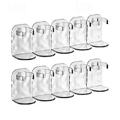 cheap Storage &amp; Organization-Row Plastic Wall Rack 2 Set (10 Pieces), Adhesive Ripple Storage Shelf, No Drilling Wall-Mounted Organizer for Door, Mirror, or Cabinet