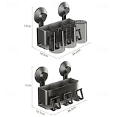 abordables Porte-brosse à dents-Porte-brosse à dents à ventouse avec tasses, étagère de salle de bain, porte-brosse à dents, organisateur de douche, brosse à dents murale, organisateur de salle de bain, organisateur de brosse à