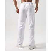 cheap Straight Leg-Men's Sweatpants Trousers Straight Leg Sweatpants Drawstring Pocket Elastic Waist Plain Comfort Sports Outdoor Daily Fashion Casual Black White Micro-elastic