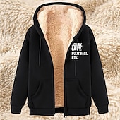 baratos Moletom com capuz de lã-Homens Full Zip Hoodie Moletom com zíper Casaco de lã Moletom de lã Adamascado Preto Vinho Vermelho Azul Com Capuz Tecido Letra Estampas Abstratas Zíper Bolsos Casual Diário Para Noite Poliéster