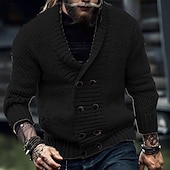 Муж. Кардиган Укороченный свитер Вязаный свитер Рельефный узор Вязать Обычные топы Карман Пуговицы Полотняное плетение Воротник шалевого типа Мода Классика Отпуск На каждый день Одежда Осень Зима Недорогие кардиган мужской свитер-Муж. Кардиган Укороченный свитер Вязаный свитер Рельефный узор Вязать Обычные топы Карман Пуговицы Полотняное плетение Воротник шалевого типа Мода Классика Отпуск На каждый день Одежда Осень Зима