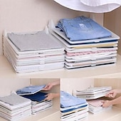 Недорогие Хранение вещей и организация пространства-Складная доска для хранения одежды из 5 предметов, складной органайзер для рубашек в шкафу, легко складывающаяся доска для хранения футболок, брюк и топов, инструмент для экономии места при