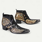 levne Prémiové kožené boty-Pánské Boty Motorkářské boty Retro Boty z hadí kůže Chůze Kůže Italská celozrnná hovězí kůže Pohodlné Protiskluzové Teplý Kotníčkové Zip Spona Černá Podzim Zima