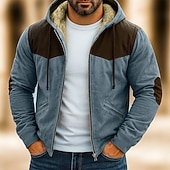 abordables Sudadera con capucha de vellón-Hombre Sudadera Sudadera con capucha y cremallera completa Sudadera con capucha de lana Sudadera con capucha forrada de polar Azul Piscina Marrón Verde Trébol Gris Con Capucha Plano Retazos Bloque de