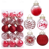 billige Ornamenter-30 stk. julekuler til juletreet, 6 cm/2,36 tommer juledekorasjon, malt, klart oppheng til kjæledyr, gavesett med julekuler til juletredekorasjon