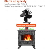 halpa Lamput ja varjostimet-4-lapainen puuliesituuletin, lämpökäyttöinen takkatuuletin tehokkaaseen lämpimän ilman kiertoon, hiljainen toiminta, liesitarvikkeet puu-/puuliesiin, kestävä muotoilu