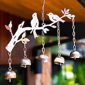 halpa Veistokset-käsintehty välkkyvä kellolintu tuulikelloilla rautataide koristeellinen lintu ja kello puutarhakoriste ulkopiha patio roikkuva veistos kodinsisustus