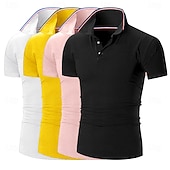 levne Pánské klasické polo-Pánské Golfová košile Polokošile Pique Obchod Ležérní Žebrovaný polo límec Krátký rukáv Módní Základní Pevná barva Knoflíky Vícebalení Léto Jaro &amp; podzim Celý rok Slim 1# 2# 3# 4# 5# 6# Golfová košile