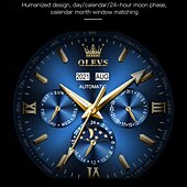 Недорогие Механические часы-Новые мужские деловые часы Olevs со светящимся календарем фаз Луны, 24-часовые многофункциональные полностью автоматические механические часы, повседневные модные водонепроницаемые мужские спортивные