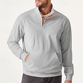 economico Felpe di base-Per uomo Maglia Velluto a coste Felpa con cappuccio Maglione Felpa con cappuccio abbottonata Aalbicocca Nero Verde militare Grigio chiaro Caffè Colletto Mao Semplice Patchwork Sport &amp; Outdoor Casuale