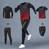 economico Tute da ginnastica-Per uomo Tute da allenamento Set sportivo da 4 pezzi Athleisure Autunno Manica Lunga Vita Alta Asciugatura Rapida Pallacanestro Corsa Yoga abbigliamento sportivo Abbigliamento sportivo Gradiente di
