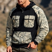 abordables Sudadera Táctica-Hombre Sudadera Sudadera con capucha y cremallera de un cuarto Sudadera táctica con capucha Sudadera con capucha de camuflaje Rojo tinto Negro Verde Ejército Azul Real Caqui Con Capucha Color