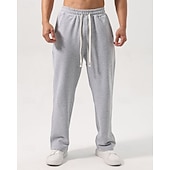 cheap Straight Leg-Men's Sweatpants Trousers Straight Leg Sweatpants Drawstring Pocket Elastic Waist Plain Comfort Sports Outdoor Daily Fashion Casual Black White Micro-elastic