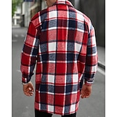 Bărbați Shacket Jachetă cămașă Jachete Iarnă Plisat Vacanță Purtare Zilnică Negru Roșu Vin Portocaliu Kaki Manșon Lung Rever Toamnă Iarnă Îmbrăcăminte Buzunar ieftine cămăși de flanel-Bărbați Shacket Jachetă cămașă Jachete Iarnă Plisat Vacanță Purtare Zilnică Negru Roșu Vin Portocaliu Kaki Manșon Lung Rever Toamnă Iarnă Îmbrăcăminte Buzunar