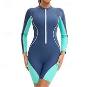abordables Lycra de surf-Femmes Maillot de bain Maillot Anti UV Protection Solaire UV UPF50+ manche longue Maillot de Bain Zip Up Natation Surf Patchwork Été Printemps Automne