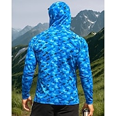 Недорогие Топы-Муж. Рубашка для туризма и прогулок Рубашка Рыбалка Футболка с защитой от ультрафиолета Длинный рукав Капюшон Верхняя часть На открытом воздухе УФ-защита от солнца Дышащий Весна Осень Полиэстер