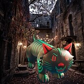 baratos Halloween ao Ar Livre-1 peça de cabeça móvel de gato de Halloween de 2,4 m com luz inflável, modelo de ar para áreas internas e externas, caminho de jardim, festa, atmosfera, luz decorativa, plugue EUA/UE/REINO UNIDO/AU