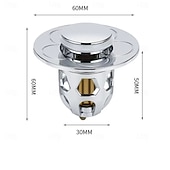 abordables Accessoires pour salle de bains-Bouchons de vidange universels pour évier de salle de bain, lot de 2 – Bouchon escamotable à pression avec noyau en laiton &amp;lavabo de cuisine