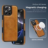 Недорогие Чехлы для iPhone-телефон Кейс для Назначение iPhone 17 Pro Max 17 Air i16 15 14 Pro Max Plus 16e 13 Pro Max Кейс на заднюю панель Магнитный Защита от удара Ретро ТПУ Кожа PU