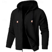economico felpe con cappuccio da uomo di base-Per uomo Felpa con cappuccio Felpa con cappuccio a zip intera Felpa con cappuccio a nido d&#039;ape Rosso bordeaux Nero Bianco Verde militare Blu marino Con Cappuccio Semplice Cerniera Sport &amp; Outdoor