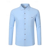 economico Camicie di lino-Per uomo Camicia Camicia di lino Camicia casual Camicia con Bottoni Camicia di cotone Semplice Vacanza Camicia hawaiana Nero Bianco Giallo Blu marino Manica Lunga Bavero Primavera Autunno
